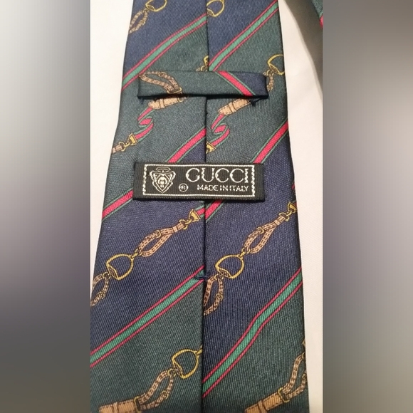 Authentic Vintage GUCCI 100% Silk Equestrian Tartan Made in Italy Neck Tye Tie - Picture 5 of 9